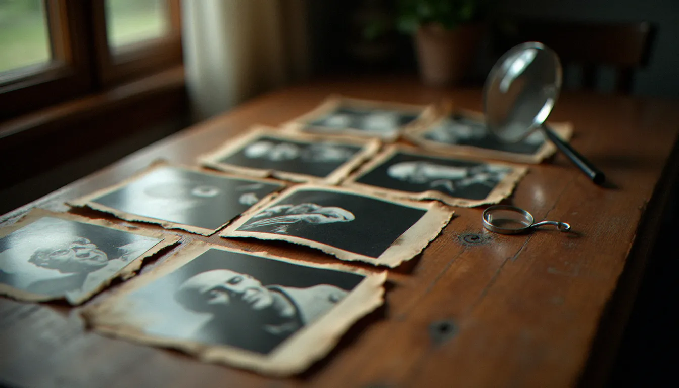 Collection de photographies montrant l'évolution d'un visage à travers les décennies, symbolisant l'importance de l'authenticité photographique et la valeur des archives visuelles
