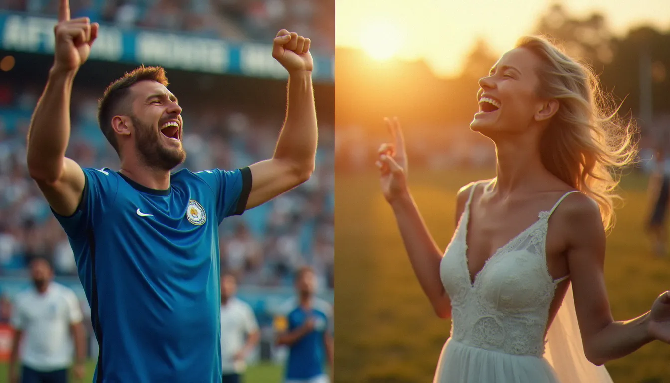 Comparaison entre l'émotion d'un supporter lors d'un match de foot et un invité de mariage, illustrant l'universalité de l'instant décisif en photographie