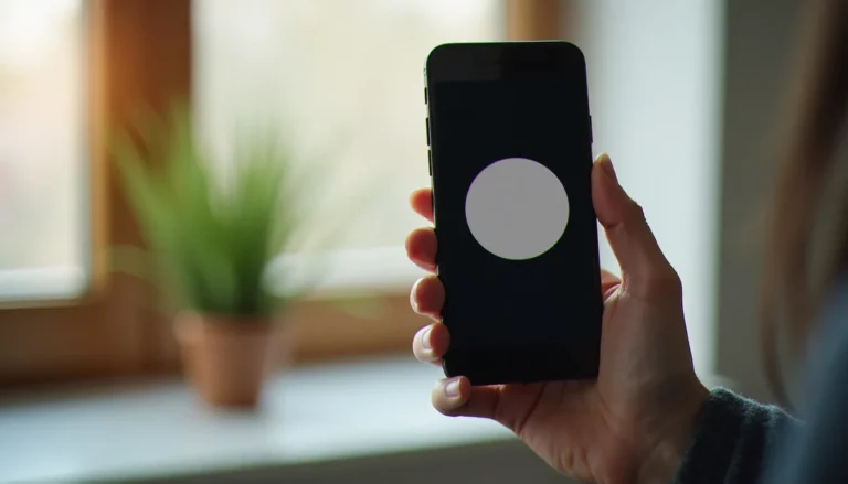 Main tenant un smartphone avec une photo de profil WhatsApp disparue affichant un cercle gris vide, illustrant le problème de photo profil WhatsApp disparue