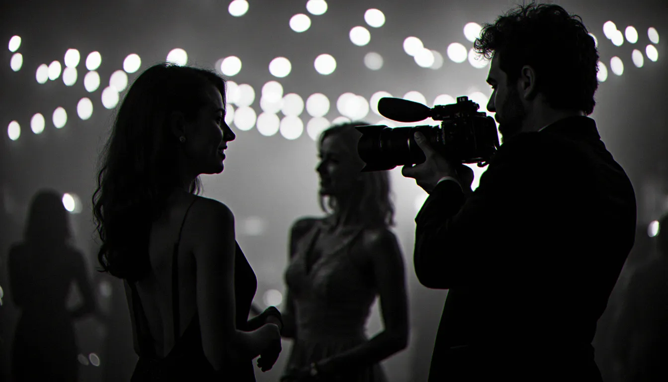 Photographe de reportage capturant un instant spontané lors d'une soirée, illustrant l'art de saisir l'instant décisif comme dans les grandes photographies iconiques