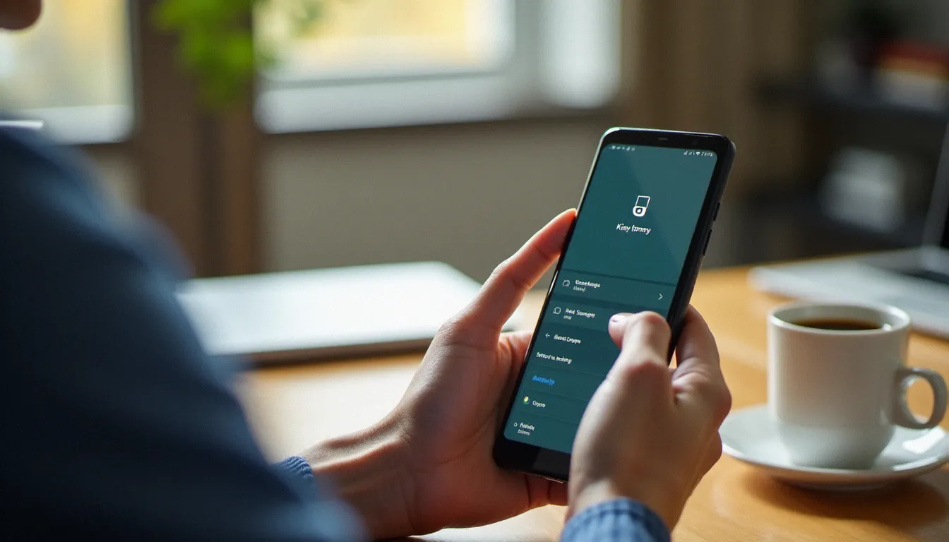 Personne consultant les paramètres de stockage de son téléphone pour résoudre un problème de photo WhatsApp qui ne s'affiche pas